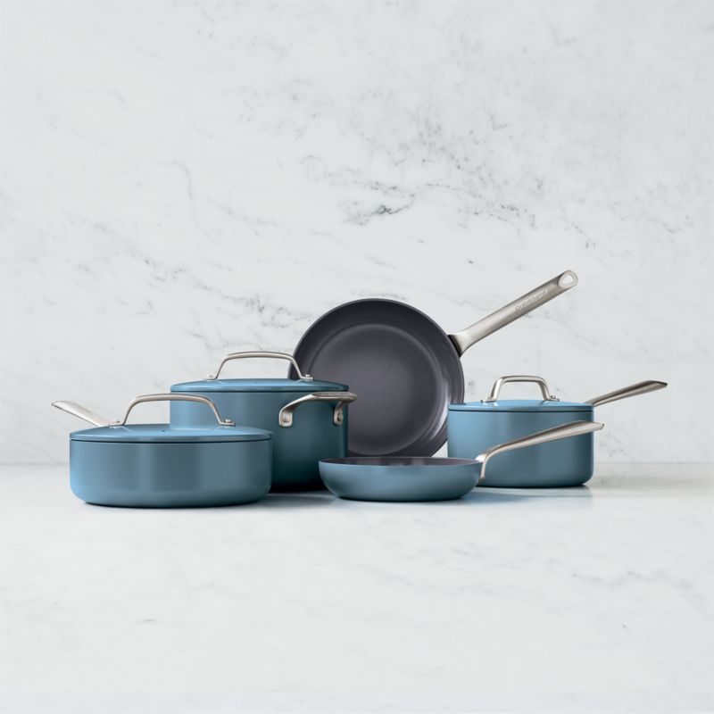 Crate & Barrel EvenCook Ceramic ™ Denim Nonstick 8-Piece Cookware Set with Bonus - image 8 of 11