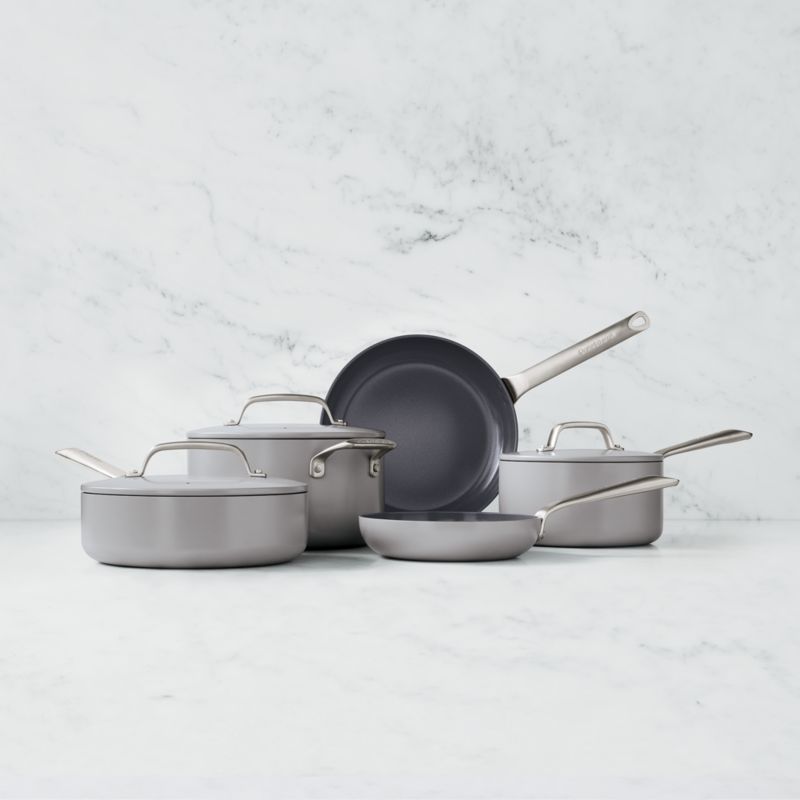 Crate & Barrel EvenCook Ceramic ™ Grey Nonstick 8-Piece Cookware Set with Bonus - image 7 of 12