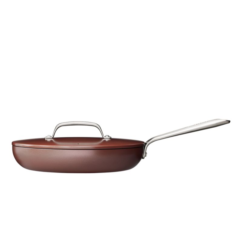 Crate & Barrel EvenCook Ceramic ™ Terracotta Ceramic Nonstick 12" Fry Pan with Lid - image 8 of 10