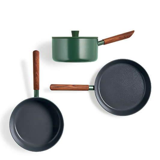 Crate & Barrel Monterey Cypress Green 5-Piece Non-Stick Ceramic Cookware Set