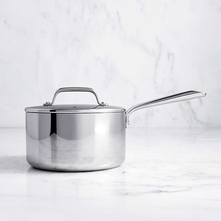 Crate & Barrel EvenCook Core 3.5 Qt. Stainless Steel Saucepan with Glass Straining  Lid + Reviews