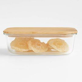 7-Cup Rectangular Glass Storage Container with Bamboo Lid