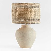 Corfu Cream Table Lamp with Woven Natural Shade