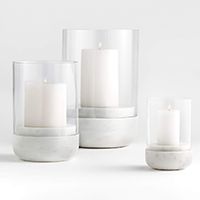 Curve Marble and Glass Hurricane Candle Holder