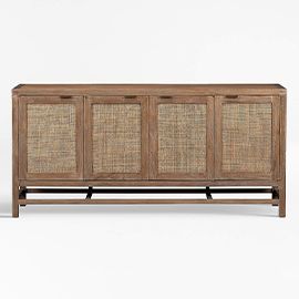 BLAKE 68" LIGHT BROWN TEAK & RATTAN MEDIA CONSOLE