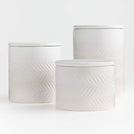 FERN WHITE CERAMIC CANISTERS