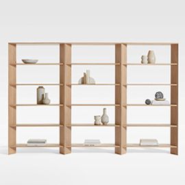 TERRAZZA NATURAL OAK 5-SHELF BOOKCASES, SET OF 3