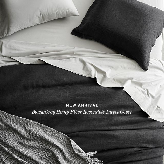 Black/Grey Hemp Fiber Reversible Duvet Cover