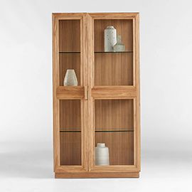 Calypso Glass and Natural Wood Cabinet