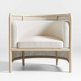 Fields Cane Back White Wash and Natural Accent Chair