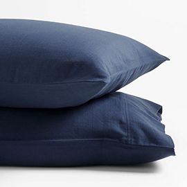 Organic Double Weave Indigo Blue Pillowcase Pair