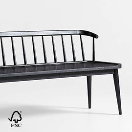 Pali Black Wood Dining Bench