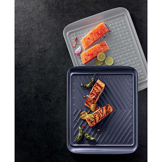 Crate & Barrel Extra-Large Prep and Serve Stacking Grill Prep Trays, Set of 2