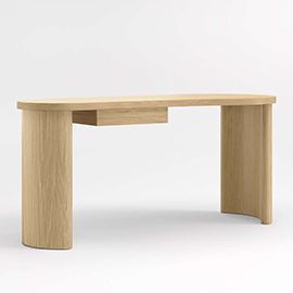 Courbe Curved Wood Desk with Drawer