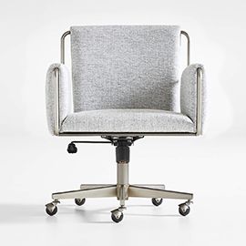 Caterina Grey Upholstered Office Chair with Pewter Base