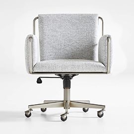 Caterina Grey Upholstered Office Chair with Pewter Base