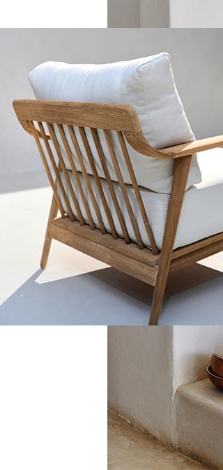 Milos Teak Outdoor Patio Lounge Chair with White Cushions