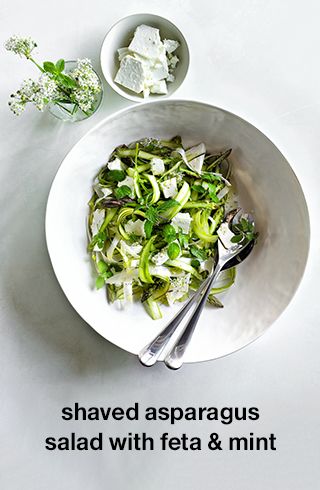 shaved asparagus salad with feta & mint