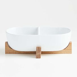 Oven-to-Table Two-Part Serving Dish with Wood Stand