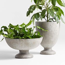 Jo Grey Outdoor Pedestal Planters