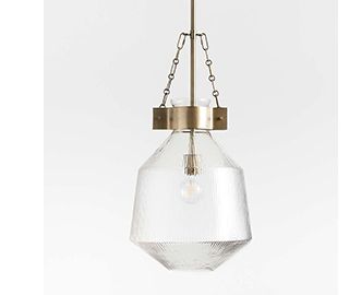 Aiden Ribbed Glass Brass Pendant Light