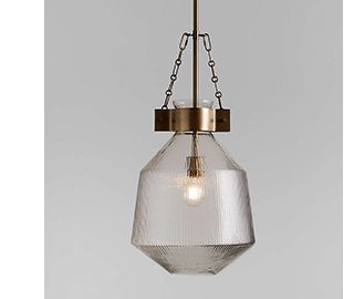 Aiden Ribbed Glass Brass Pendant Light