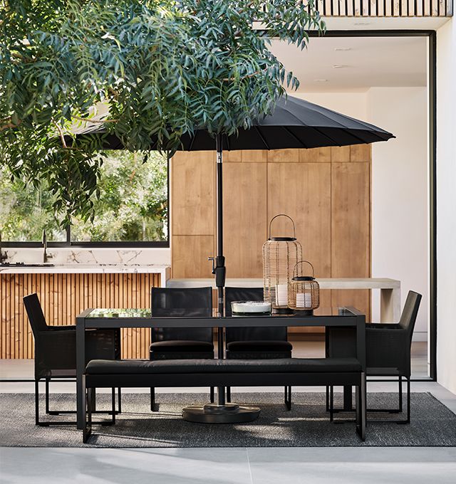 dune all-black dining collection