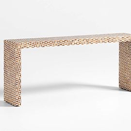 Intarsia Mosaic Teak Console Table