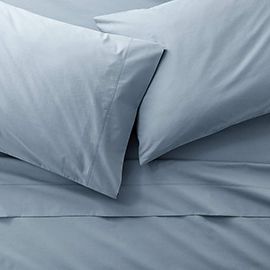 Organic 400 Thread Count Percale Blue Sheet Set