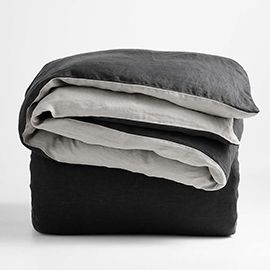 Black/Grey Natural Hemp Fiber Reversible Duvet Cover