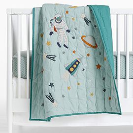 Space Party Organic Cotton Outer Space Baby Crib Quilt