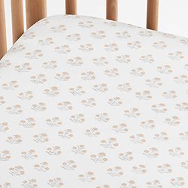 Sana Organic Metallic Floral Baby Crib Fitted Sheet by John Robshaw