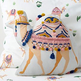 Aashi Embroidered Camel Throw Pillow by John Robshaw