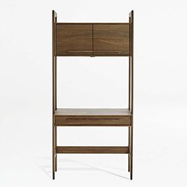 Tate Walnut Bookcase Desk with Outlet