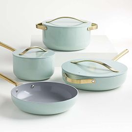 Caraway Home 7-Piece Silt Green Ceramic Cookware Set