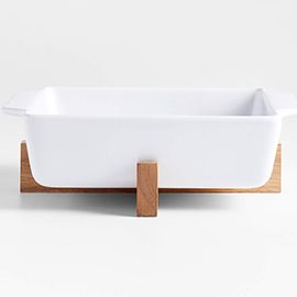 Oven-toTable Square Baking Dish with Wood Stand