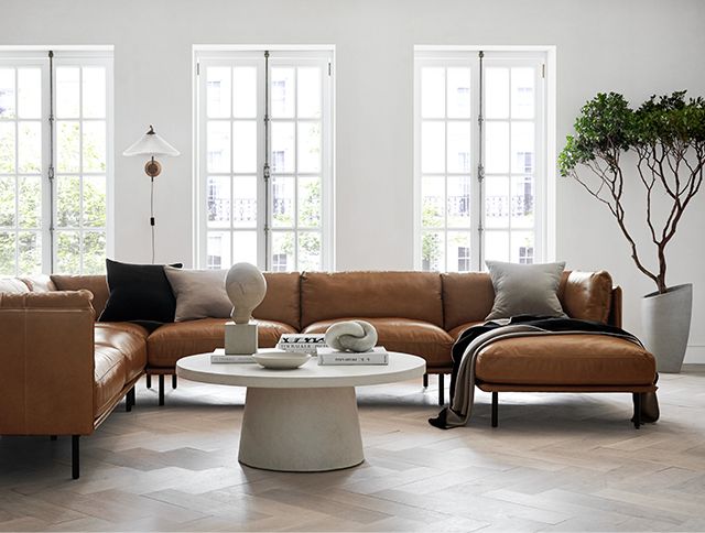 wells leather sectional