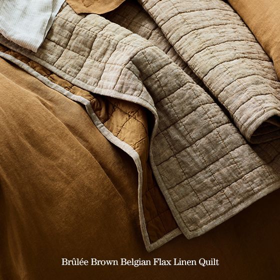 Brulee Brown Belgian Flax Linen Quilt