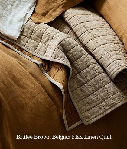 Brulee Brown Belgian Flax Linen Quilt