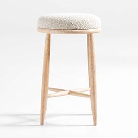 Hobbs Cerused Natural Oak Wood Counter Stool