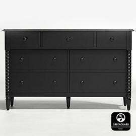 Jenny Lind Black Wood Wide 7-Drawer Kids Dresser