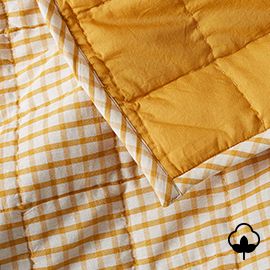 Kids Yellow Windowpane Plaid Cotton Full/Queen Quilt