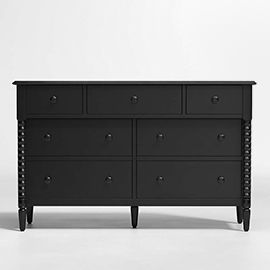 Jenny Lind Black Wood Wide 7-Drawer Kids Dresser