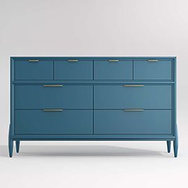 Bodie Blue Wood Wide 8-Drawer Kids Dresser