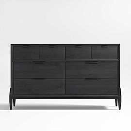 Bodie Black Wood Wide 8-Drawer Kids Dresser