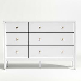 Hampshire White Wood 6-Drawer Kids Dresser