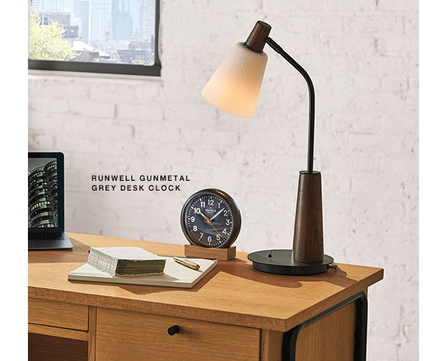 Shinola Runwell Gunmetal Grey Desk Clock