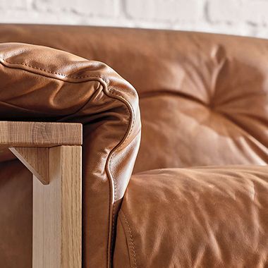 Shinola Runwell Wood Frame Leather Sofa