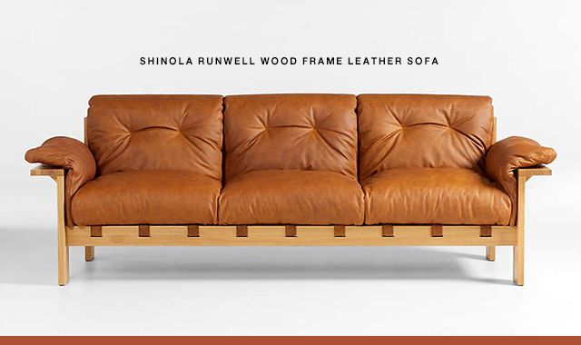 Shinola Runwell Wood Frame Leather Sofa