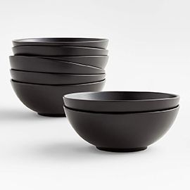 Craft Matte Black Stoneware Cereal Bowls, Set of 8